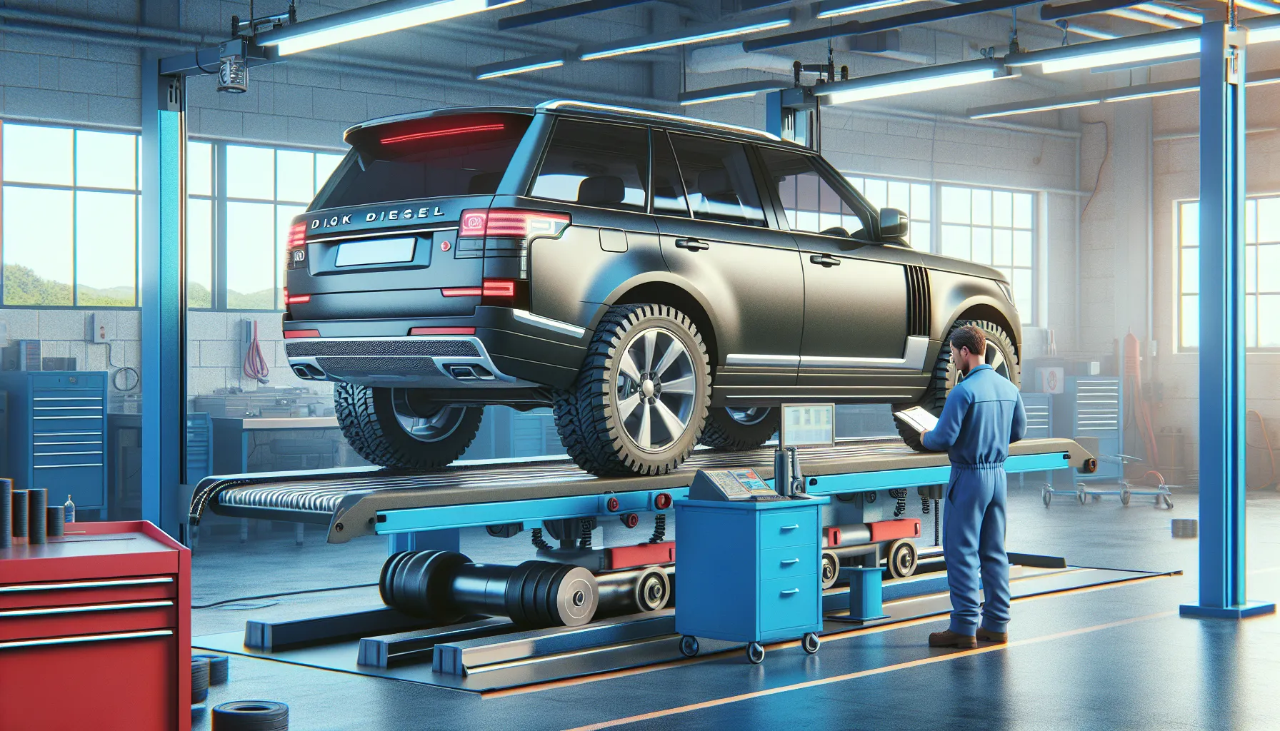 4x4 diesel au contrôle technique banc rouleaux Rennes