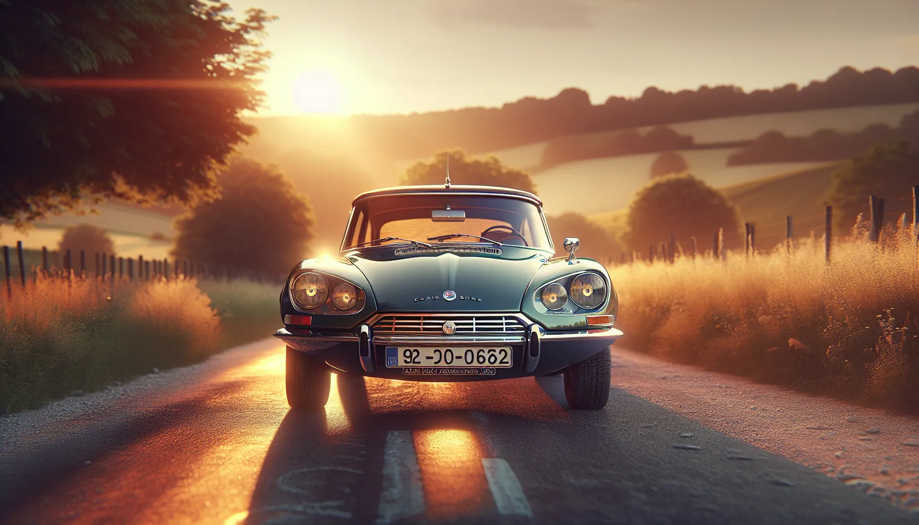 Voiture de collection vintage avec plaque W immatriculation FFVE